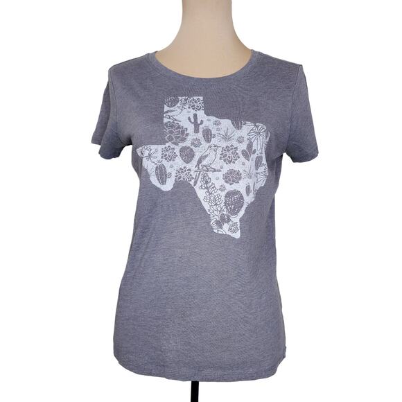 Texas Graphic Tee Shirt Small Grey Gray Top - Picture 1 of 3
